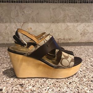 Coach Canvas/Leather Signature C Wooden Platforms